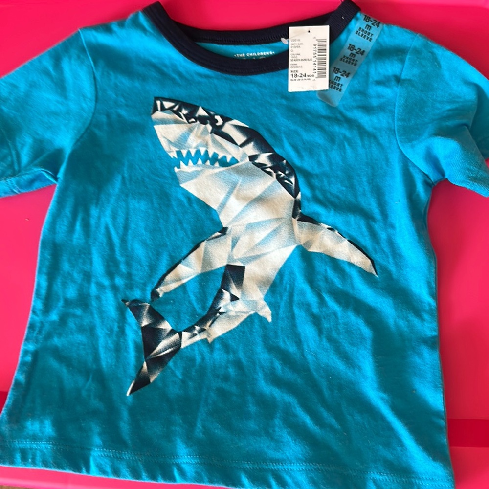 THE CHILDREN’S PLACE BOYS SHARK TEE: BLUE: NWT: SZ 18-24 MTH